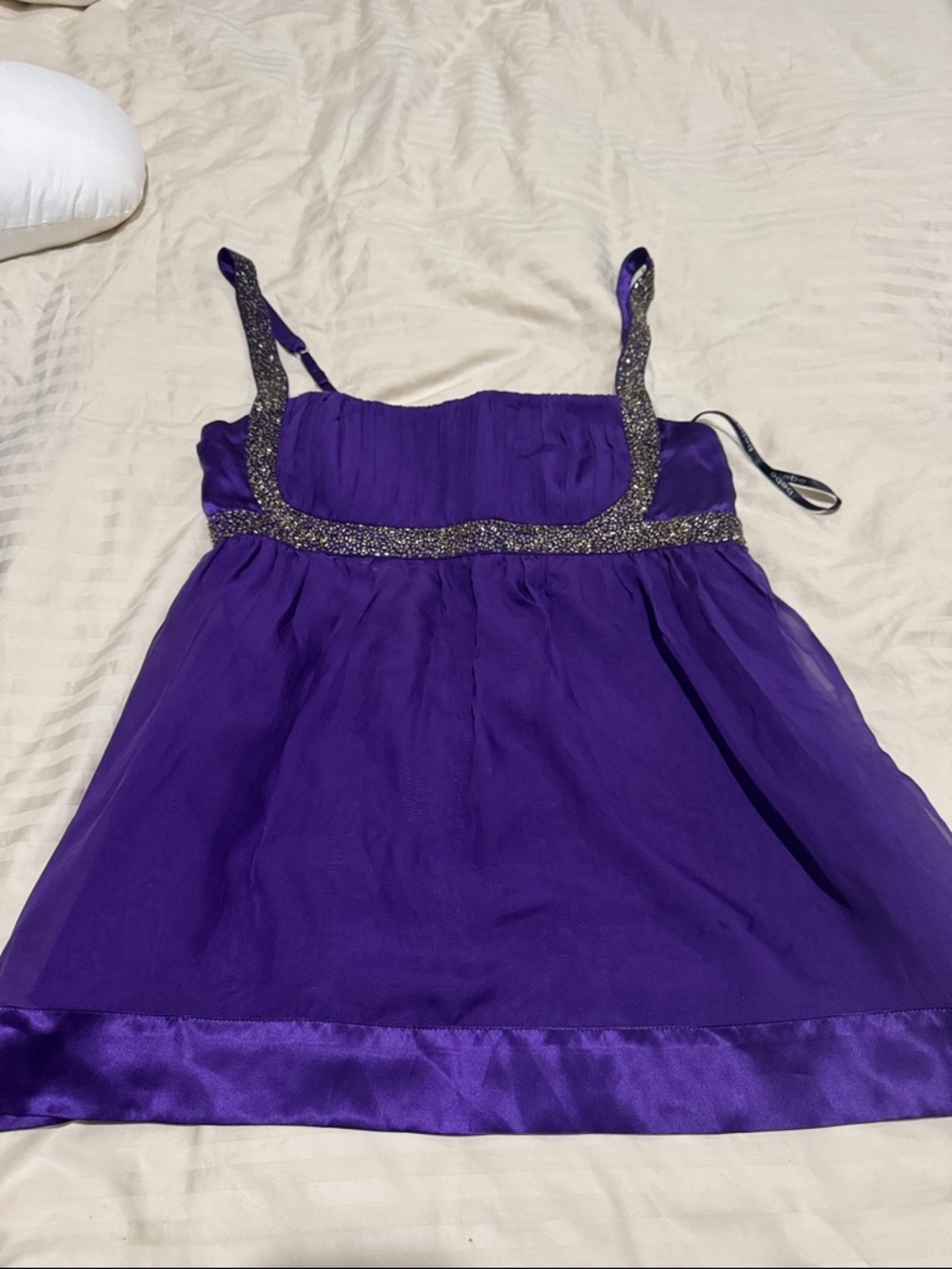 Purple Beaded-Trim Spaghetti Strap Camisole